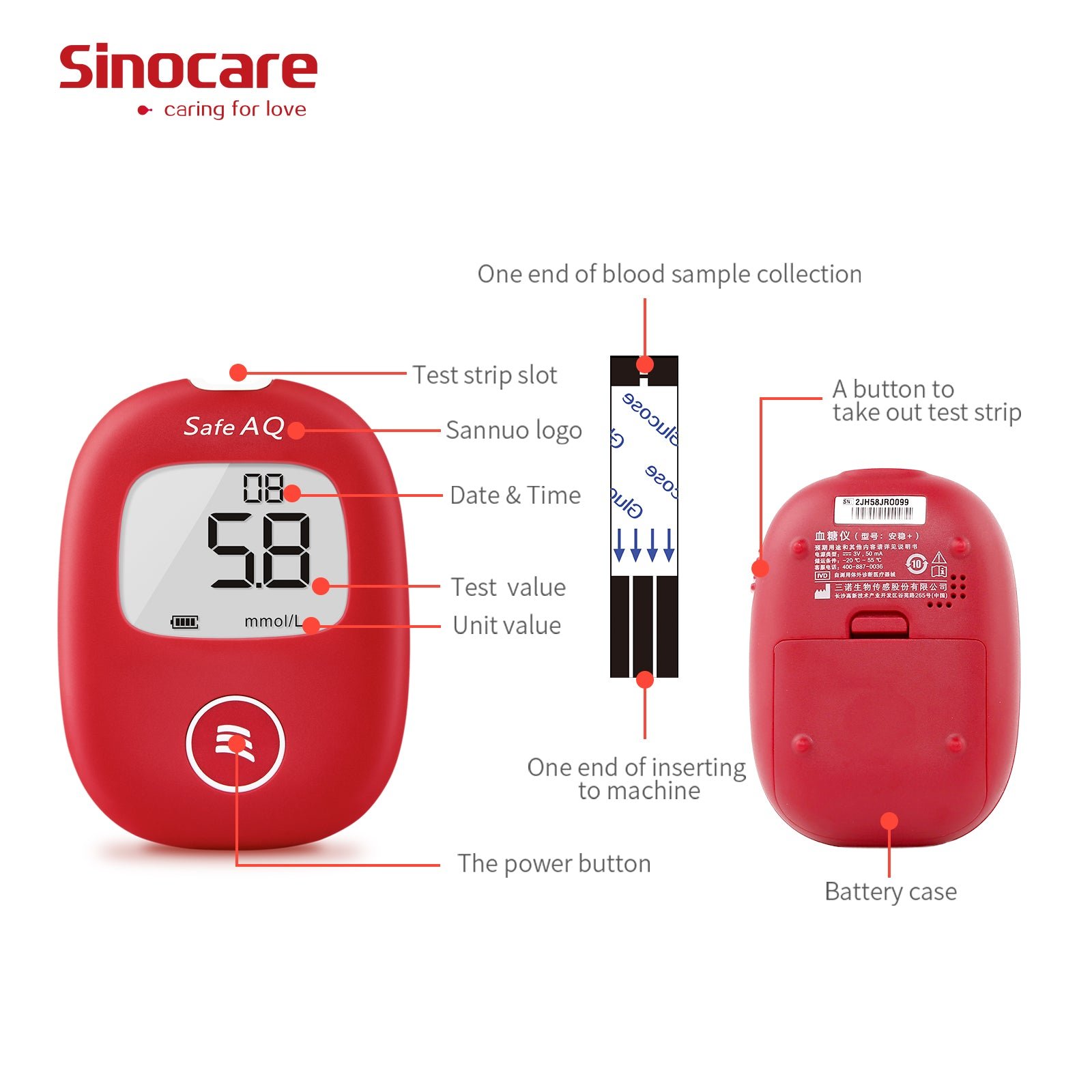 Safe-accu-medidor de glucosa en sangre, Kit de glucómetro para