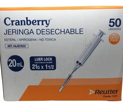 Jeringa de 20cc lock 21x 1 Caja 50 und